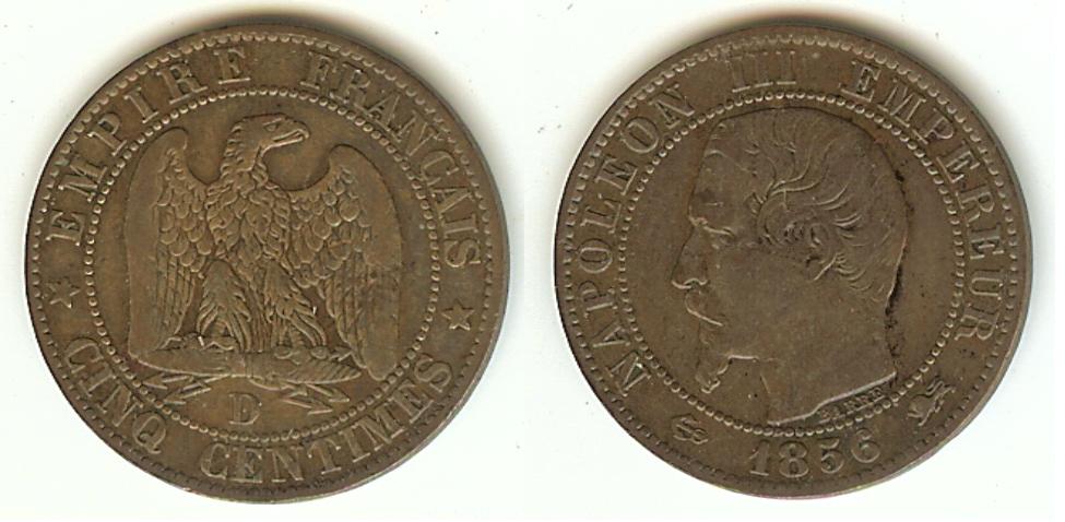 5 centimes Napoleon III 1856D VF
